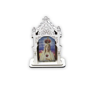 OT810002 - Oratório N. Sra. De Fátima MDF Branco - 12x8cm