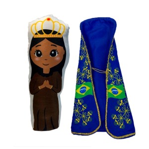 AL38102 - Almofada N. Sra. Aparecida c/ Manto (M) - 26x7cm