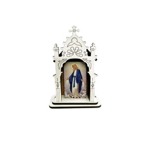 OT810003 - Oratório N. Sra. Das Graças MDF Branco - 12x8cm