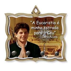 PC380656 - Porta Chaves São Carlo Acutis MDF Resinado - 15,5x14cm