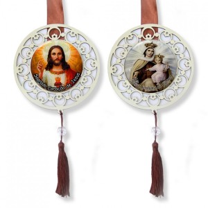 EP38059 - Escapulário de Porta Sagrado Coração de Jesus e N. Sra. do Carmo - 136x13cm