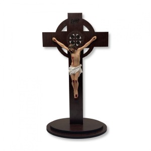 CU762313 - Crucifixo de Mesa São Bento Madeira - 30x16cm