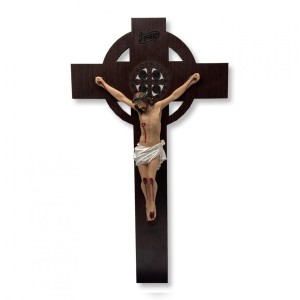 CW761213 - Crucifixo de Parede São Bento Madeira - 28X16cm