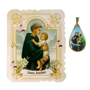 CM141406 - Cartão Santo Antônio c/ Medalha - 7,5x6cm