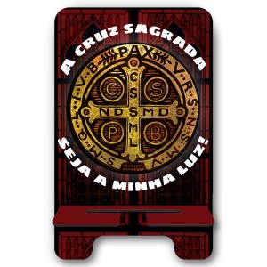 DR11150 - Porta Celular Medalha de São Bento MDF - 17x9,5cm