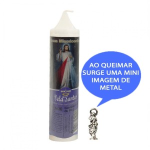VE155129 - Vela Jesus Misericordioso c/ Santo de Bolso  14x3cm