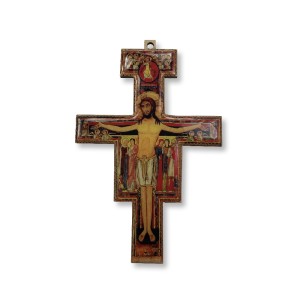 CW810165 - Crucifixo de Parede São Damião MDF Resinado - 15x10,2cm