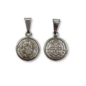 MD030400 - Medalha São Bento Aço Inox c/ 1un. - 1,5x1cm