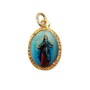 MD103120P10 - Medalha de Alumínio Oval Dourada c/ 10un. N. Sra. da Boa Viagem - 2x1,3cm