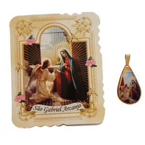 CM41803 - Cartão São Gabriel Arcanjo c/ Medalha - 7,5x6cm