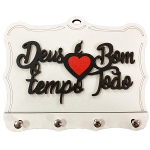 PC1981250 - Porta Chaves Deus é Bom o Tempo Todo - 19,5x14,5cm