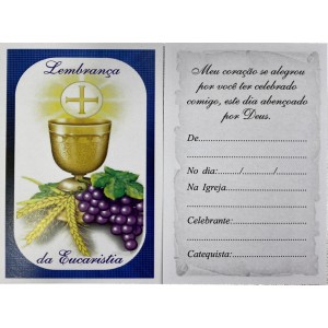 CT112030P50 - Cartão Lembrança da Eucaristia c/ 50un – 9,5x6cm