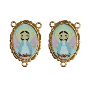 ET720702 - Entremeio N. Sra. Das Graças Baby Dourado Duplo Resinado 1un. - 3,2X2,2cm