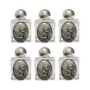 GF750030P6 - Garrafinha Anjo da Guarda Níquel Envelhecido c/ 6un. - 5x3cm
