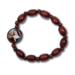PU760110 - Pulseira Santa Rita de Cássia Madeira  -  8x1,6cm