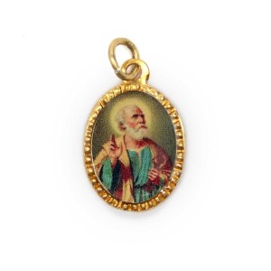 MD103268P10 - Medalha de Alumínio Oval Dourada c/ 10un. São Pedro - 2x1,3cm