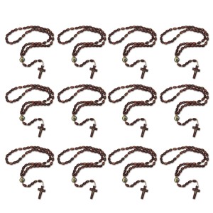 TE942424P12 - Terço Santo Antônio Madeira c/ 12un. - 45cm