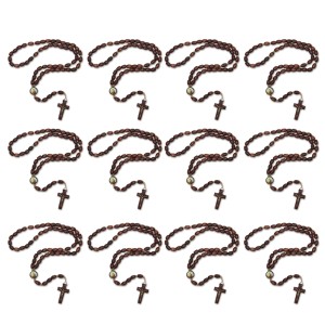 TE942416P12 - Terço São Judas Tadeu Madeira c/ 12un. - 45cm