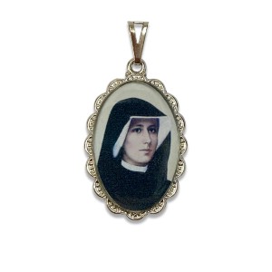 MD128063 - Medalha Santa Faustina Rendada Níquel - 4,1x2,6cm
