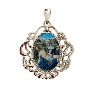 MD129028 - Medalha N. Sra. de Pietá Camafeu Níquel - 4,5x4cm