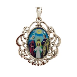MD129800 - Medalha Sagrada Família Camafeu Níquel - 4,5x4cm