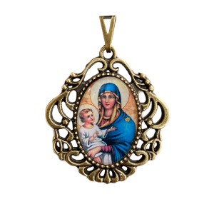 MD129240 - Medalha N. Sra. da Saúde Camafeu Ouro Velho - 4,5x4cm