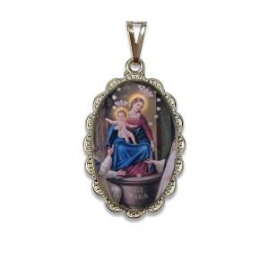 MD128042 - Medalha N. Sra. Do N. Sra. Do Rosário Rendada Níquel - 4,2x2,5cm