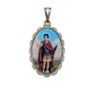 MD128422 - Medalha Santo Expedito Rendada Níquel - 4,2x2,5cm