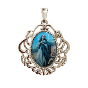 MD129012 - Medalha N. Sra. da Conceição Camafeu Níquel - 4,5x4cm