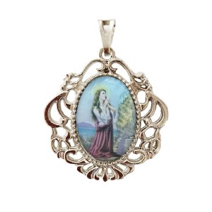 MD129066 - Medalha Santa Maria Madalena Camafeu Níquel - 4,5x4cm