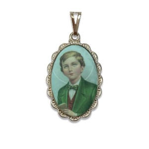 MD128486 - Medalha São Domingos Sávio Rendada Níquel - 4,3x2,7cm