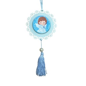 DE720212 - Adorno Anjo da Guarda MDF Azul Resinado - 22x9,6cm