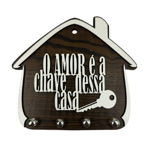 PC1981206 - Porta Chaves O Amor é a chave dessa casa  - 15x16,5cm