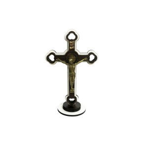 CU761245 - Crucifixo de Mesa São Bento Madeira – 15x9,5cm