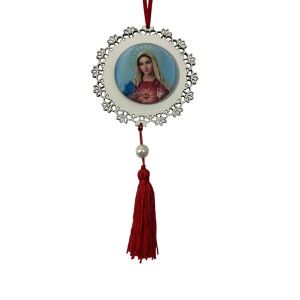 AO4101526 - Adorno Imaculado Coração de Maria MDF Branco Resinado - 22x9,7cm