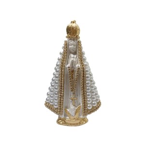 IM100221 - Imagem N. Sra. Aparecida c/ Pérola Branca e Strass - 14x8cm