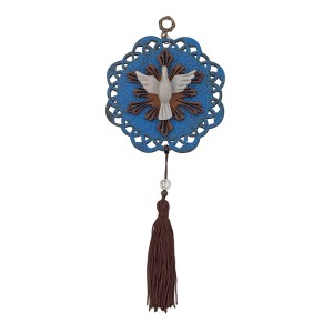 AO4101003 - Adorno Dívino Espírito Santo MDF Azul - 22x10,6cm