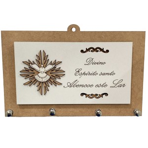 PC380850 - Porta Chaves Divino Espírito Santo MDF - 20,5x13,3cm