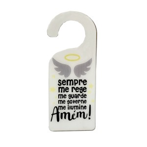 PLC199300 - Placa Anjo Branco para Maçaneta de Porta MDF - 18x7,3cm