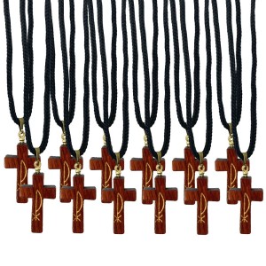 CC370900P12 - Cordão c/ Cruz PX Madeira c/12un - 40,8cm