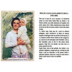 OG140103P100 - Oração Santa Gianna Beretta Molla c/ 100un. - 9,5x6,5cm