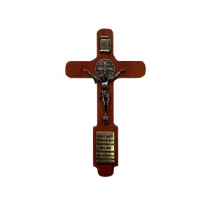 CW760110 - Crucifixo de Parede São Bento Madeira - 13x7cm (466)