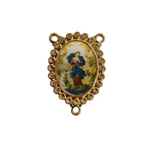 ET1954005 - Entremeio N. Sra. Desatadora dos Nós Dourado Resinado 1un. - 3,5x2,4cm