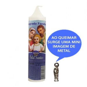 VE155145 - Vela Sagrada Família c/ Santo de Bolso - 14x3cm