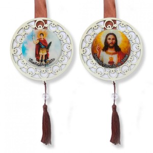 EP38047 - Escapulário de Porta Sagrado Coração de Jesus e Santo Expedito  - 136x13cm