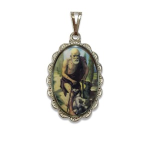 MD128444 - Medalha São Lazáro Rendada Níquel - 5x2,5cm