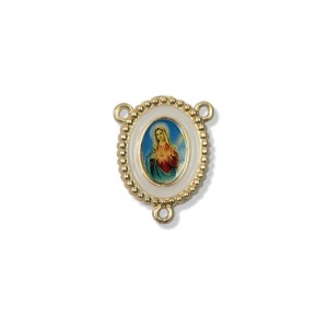 ET1952003 - Entremeio Imaculado Coração De Maria Dourado Resinado 1un. - 2,7x2,2cm