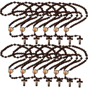 TE940025P12 - Terço N. Sra do Carmo Madeira c/ 12un - 37cm