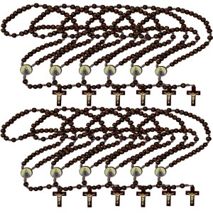 TE940145P12 - Terço N. Sra. De Nazaré Madeira c/ 12un. - 37cm