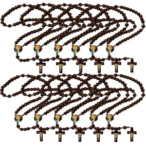 TE940168P12 - Terço Mãe Rainha Madeira c/ 12un. - 37cm